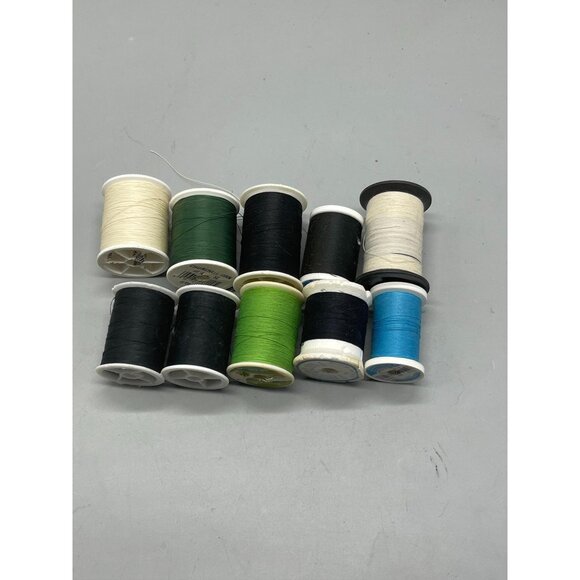 10 spools of polyester thread  varying colors black green and sizes READ - Picture 2 of 5